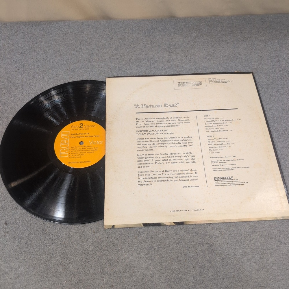 Porter Wagoner Dolly Parton Just the Two of Us Vinyl LP RCA Victor LSP-4039 - Picture 2 of 2